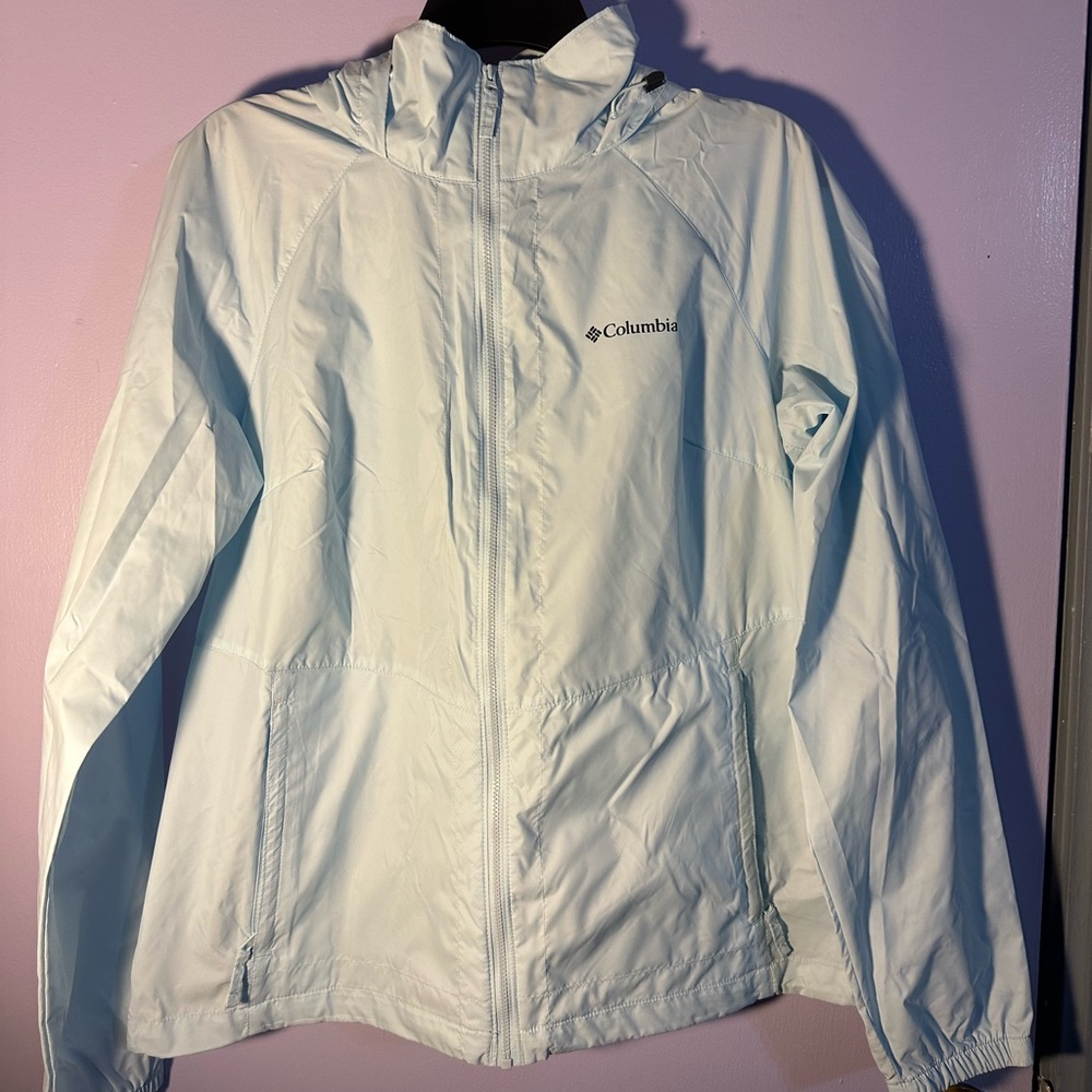 Columbia rain coat - light blue - size L